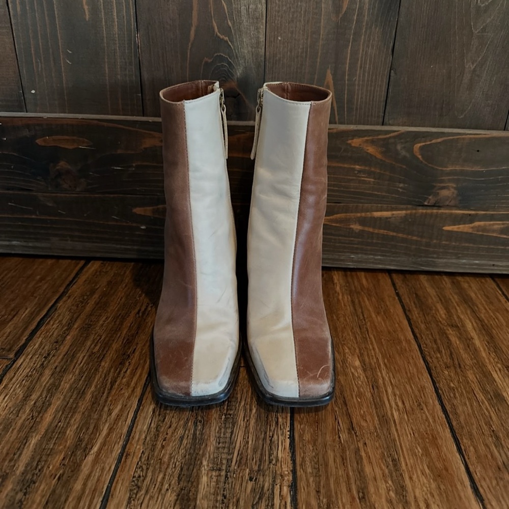 ALOHAS Two-Tone Brown and Cream Women's Boots